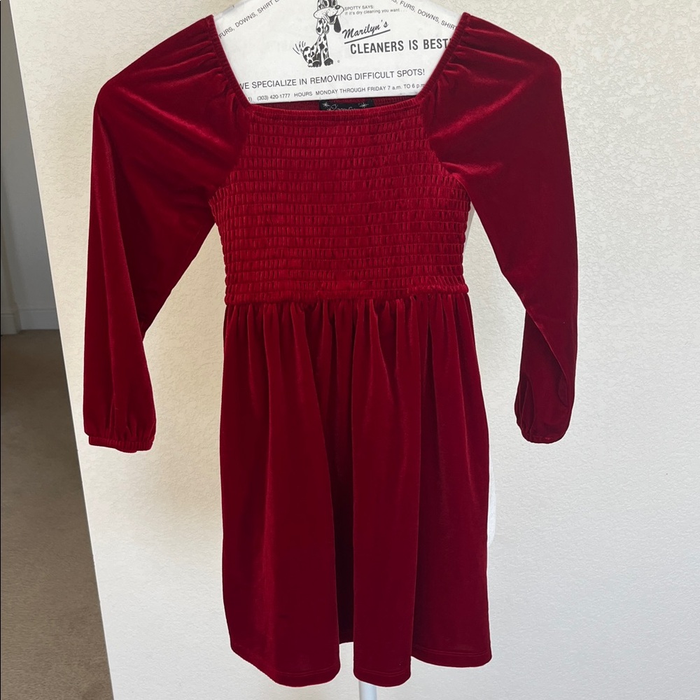 Very soft Velvet Smocked Girls Dress